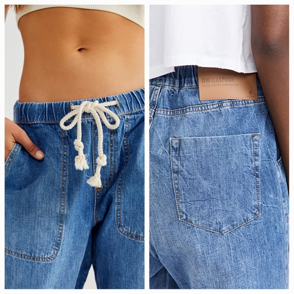 OneTeaspoon Shabbies Drawstring Boyfriend Jeans in Resort Blue XS - Picture 5 of 10
